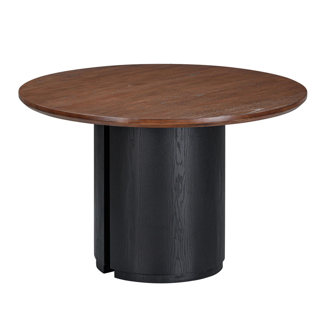 Marlow 48" Black &amp; Brown Two-Tone Wood Round Dining Table