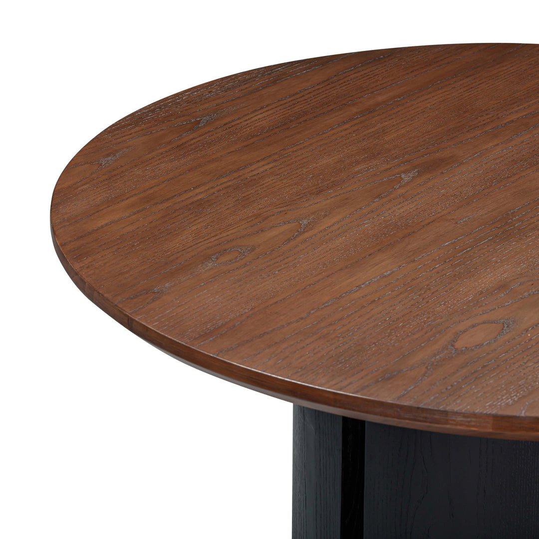 Marlow 48" Black &amp; Brown Two-Tone Wood Round Dining Table