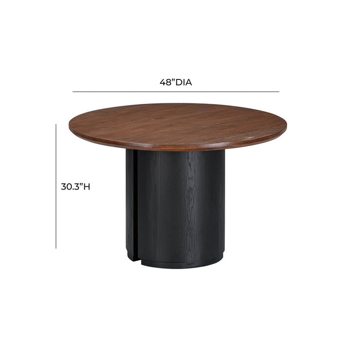 Marlow 48" Black &amp;amp; Brown Two-Tone Wood Round Dining Table