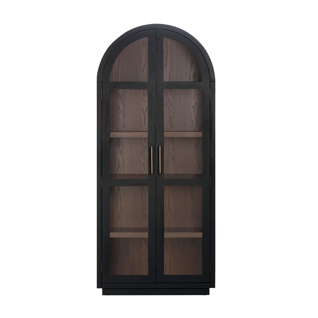 Marlow Black &amp; Brown Two-Tone Wood Display Cabinet
