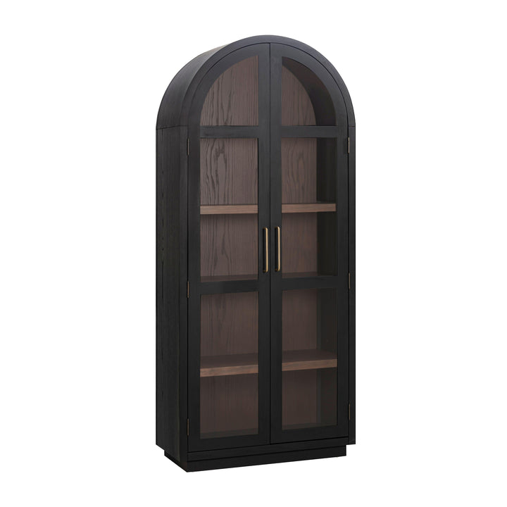 Marlow Black &amp;amp; Brown Two-Tone Wood Display Cabinet