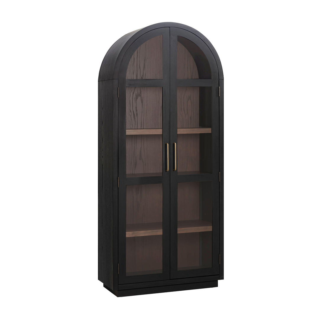 Marlow Black &amp; Brown Two-Tone Wood Display Cabinet