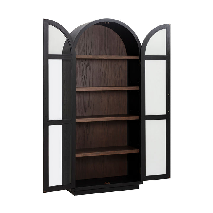 Marlow Black &amp;amp; Brown Two-Tone Wood Display Cabinet