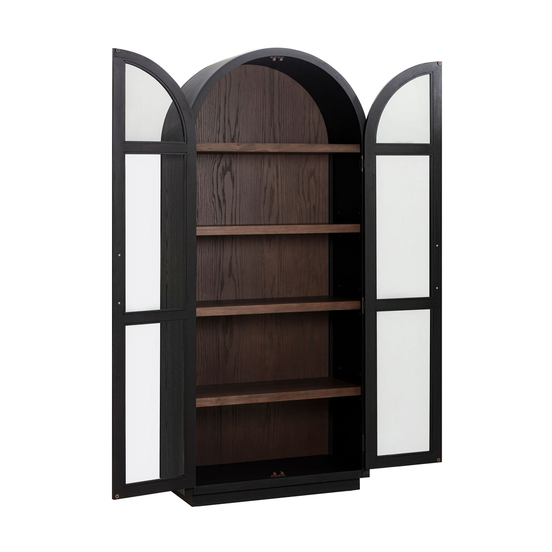 Marlow Black &amp; Brown Two-Tone Wood Display Cabinet