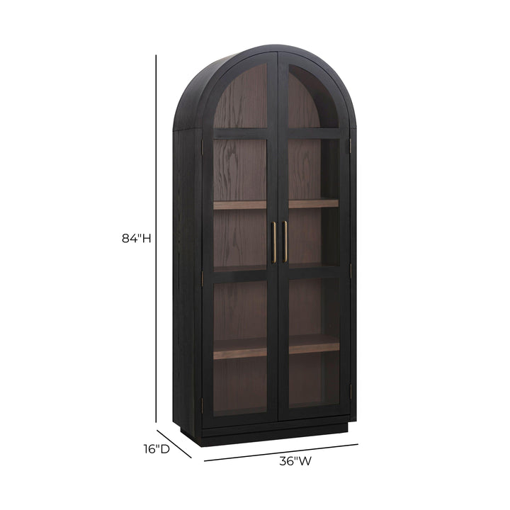 Marlow Black &amp;amp; Brown Two-Tone Wood Display Cabinet
