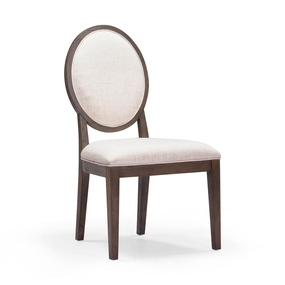 Mila Dark Brown and Beige Performance Fabric Dining Side Chair - Set of 2