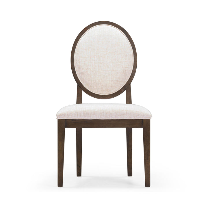 Mila Dark Brown and Beige Performance Fabric Dining Side Chair - Set of 2