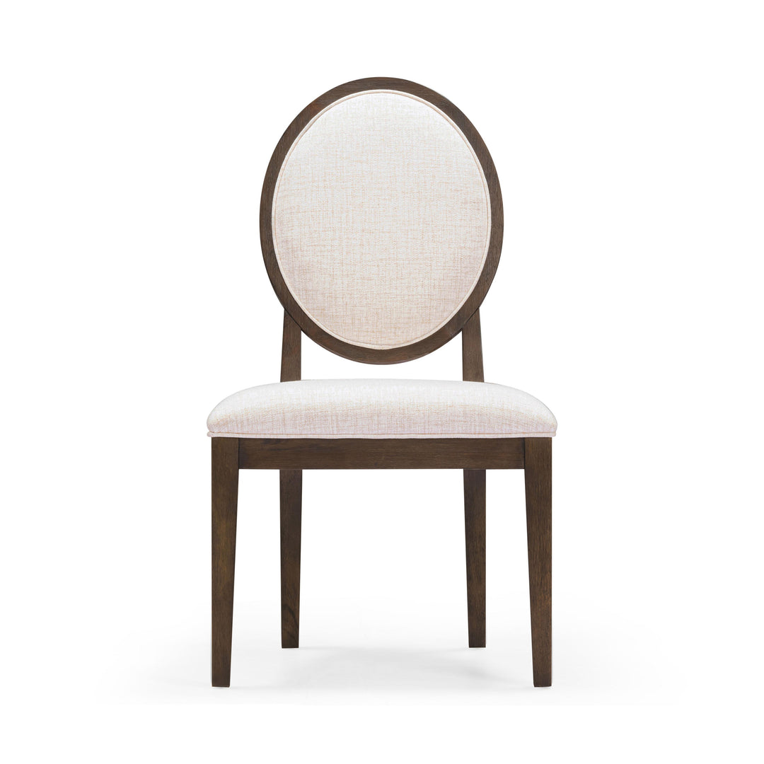 Mila Dark Brown and Beige Performance Fabric Dining Side Chair - Set of 2