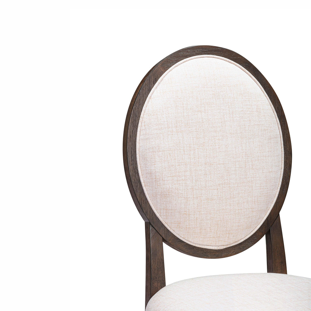 Mila Dark Brown and Beige Performance Fabric Dining Side Chair - Set of 2