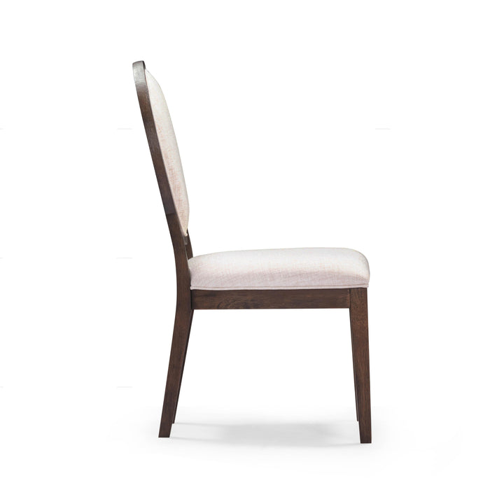 Mila Dark Brown and Beige Performance Fabric Dining Side Chair - Set of 2