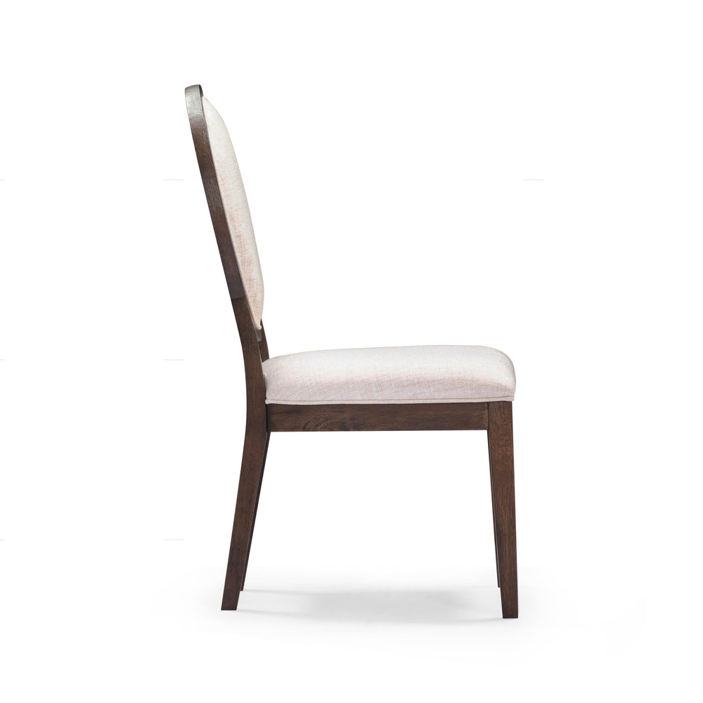 Mila Dark Brown and Beige Performance Fabric Dining Side Chair - Set of 2