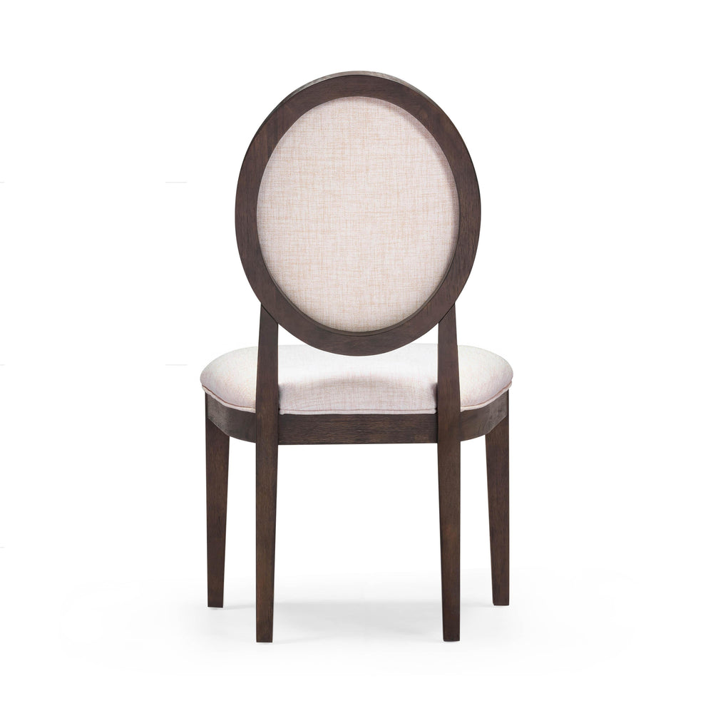 Mila Dark Brown and Beige Performance Fabric Dining Side Chair - Set of 2