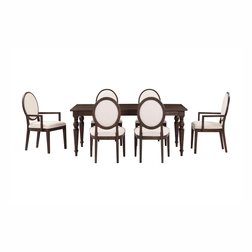 Mila Dark Brown and Beige Performance Fabric Dining Side Chair - Set of 2