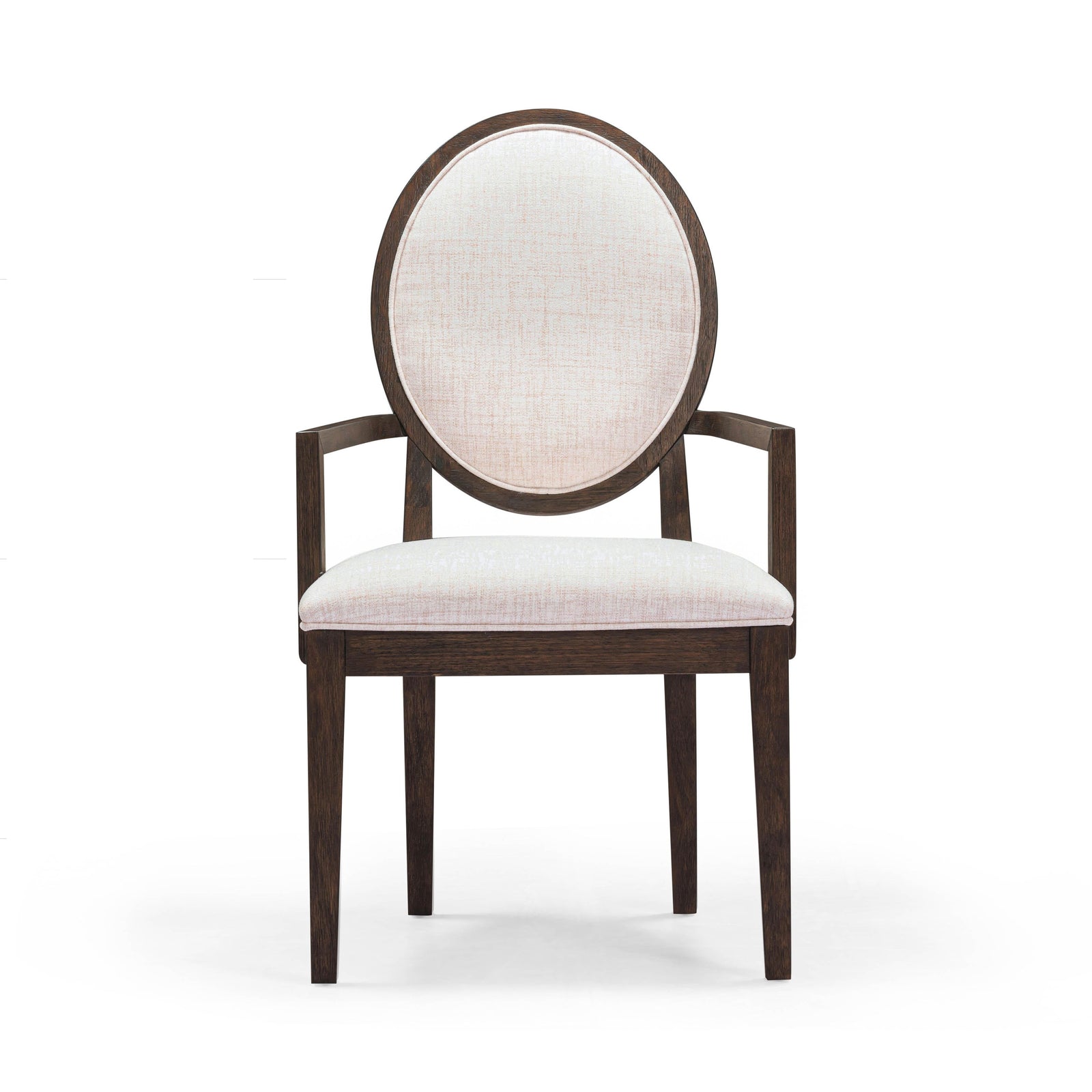 Mila Dark Brown and Beige Performance Fabric Dining Armchair