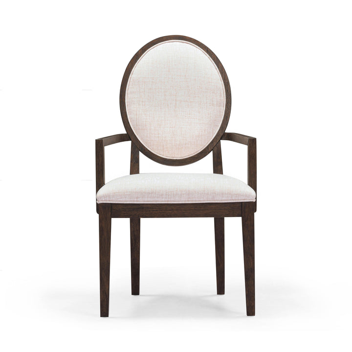 Mila Dark Brown and Beige Performance Fabric Dining Armchair