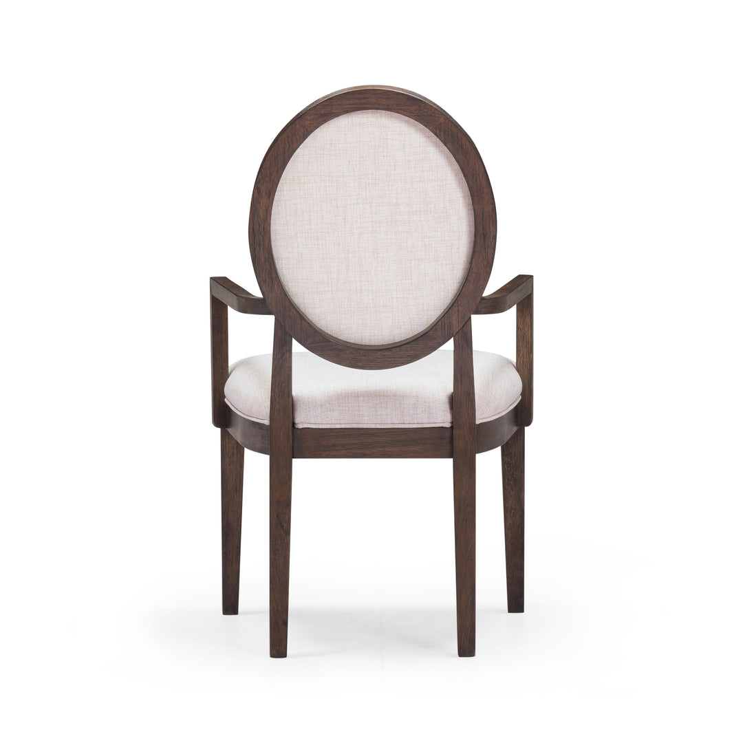 Mila Dark Brown and Beige Performance Fabric Dining Armchair