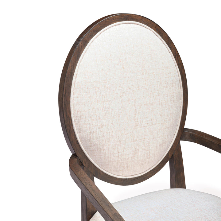 Mila Dark Brown and Beige Performance Fabric Dining Armchair