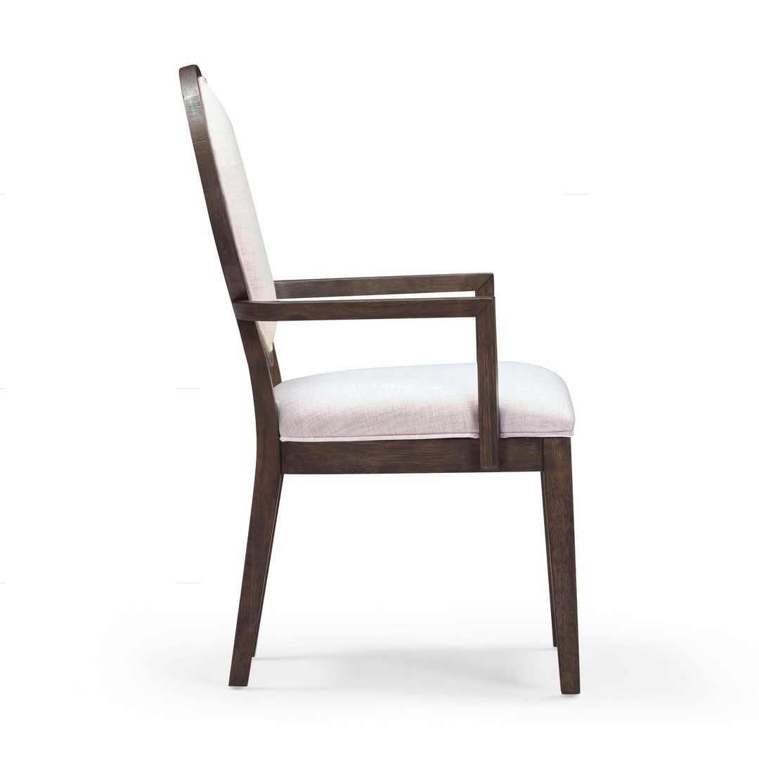 Mila Dark Brown and Beige Performance Fabric Dining Armchair