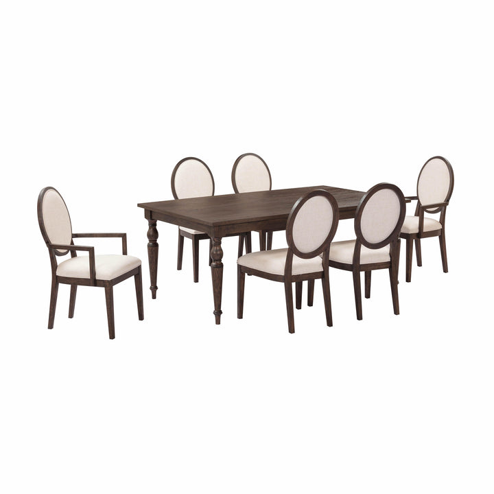 Mila Dark Brown and Beige Performance Fabric Dining Armchair