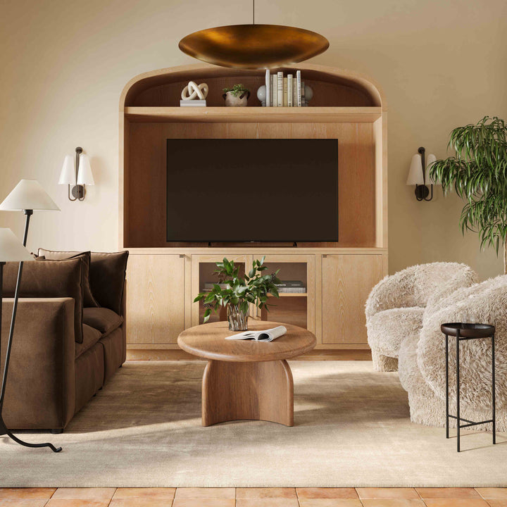 Marlow 77" Natural Wood Entertainment Center