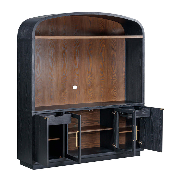 Marlow 77" Black Wood Entertainment Center