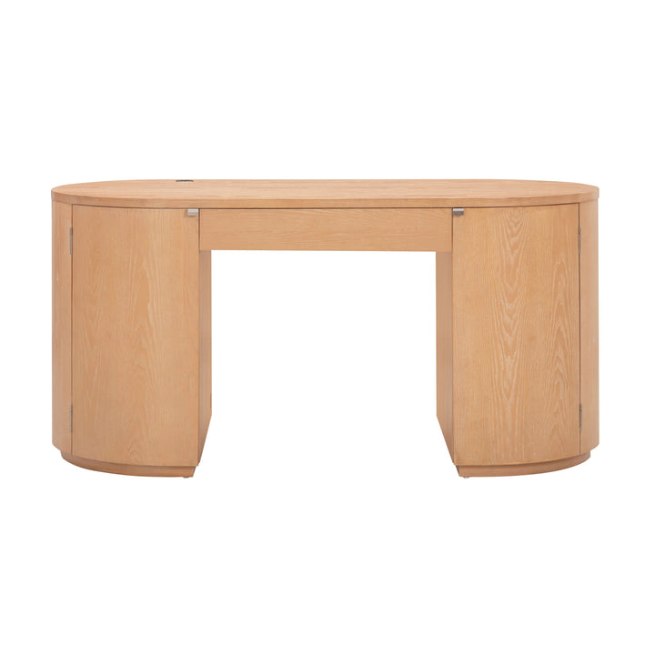 Marlow 64" Natural Wood Executive Desk With Storage