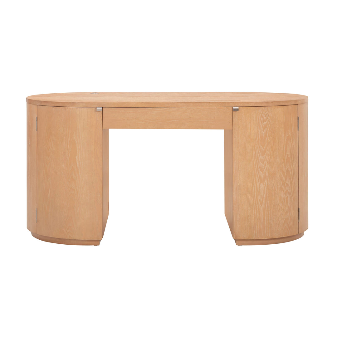 Marlow 64" Natural Wood Executive Desk With Storage