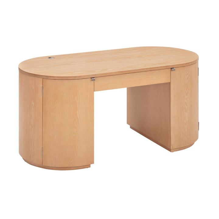 Marlow 64" Natural Wood Executive Desk With Storage