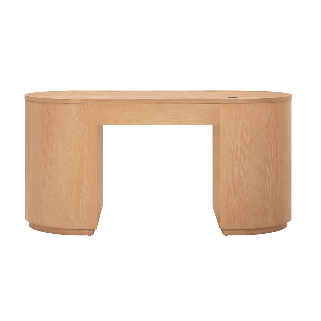 Marlow 64" Natural Wood Executive Desk With Storage