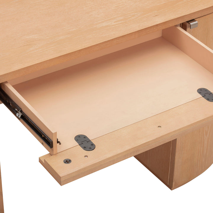Marlow 64" Natural Wood Executive Desk With Storage