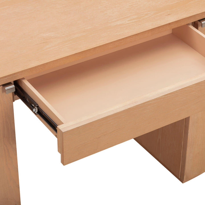 Marlow 64" Natural Wood Executive Desk With Storage