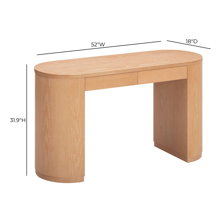 Marlow 52" Natural Wood 2-Drawer Writing Desk