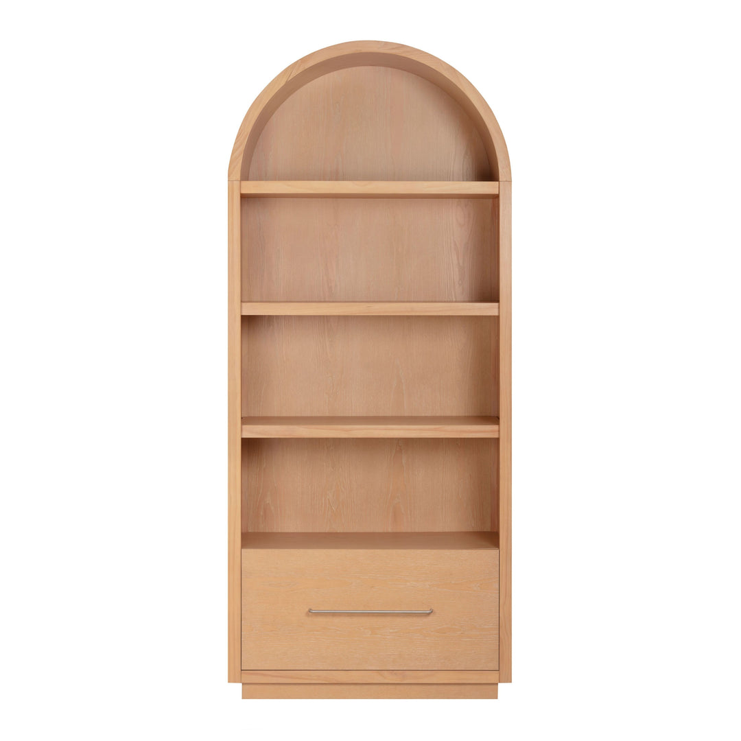 Marlow Natural Wood Bookcase With File Drawer
