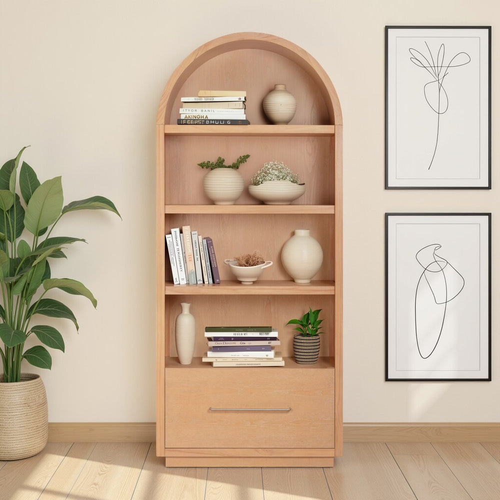Marlow Wood Bookcase With File Drawer