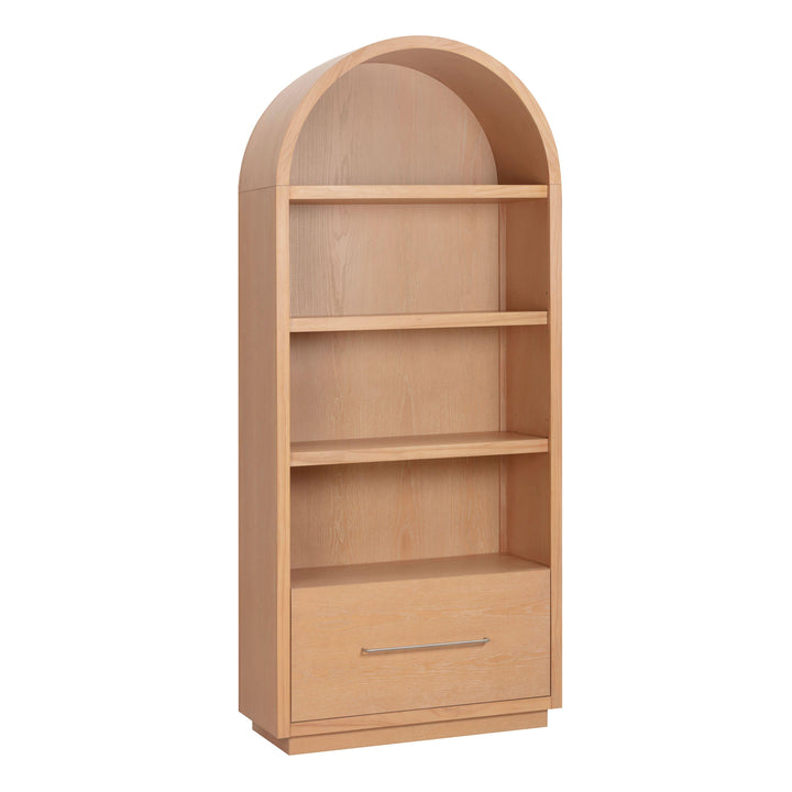Marlow Natural Wood Bookcase With File Drawer