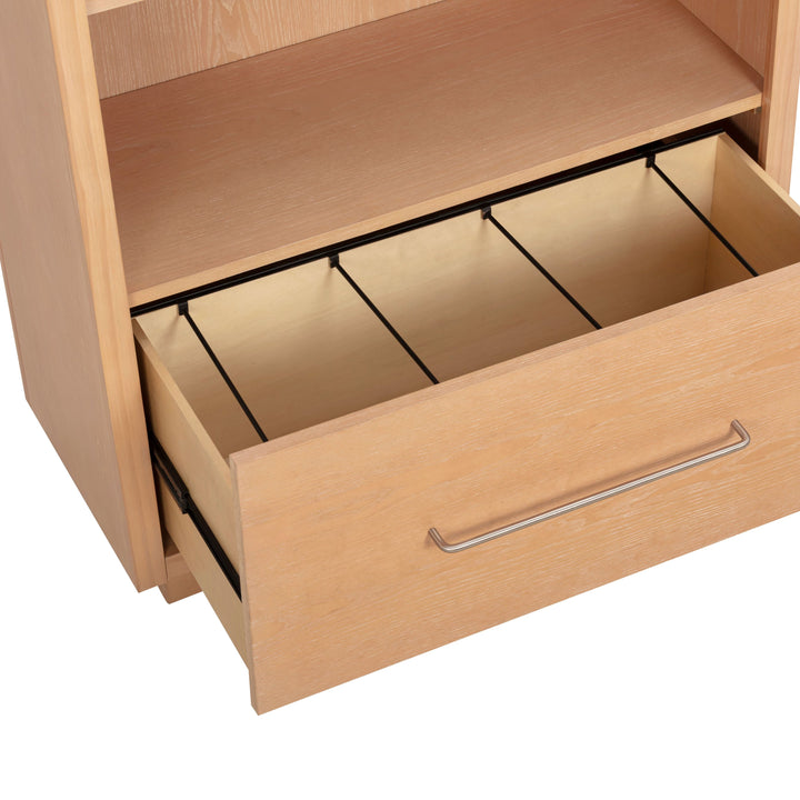 Marlow Natural Wood Bookcase With File Drawer