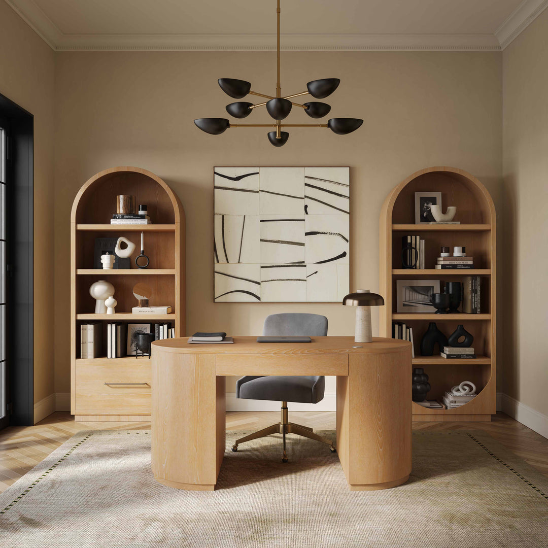 Marlow Natural Wood Bookcase With File Drawer