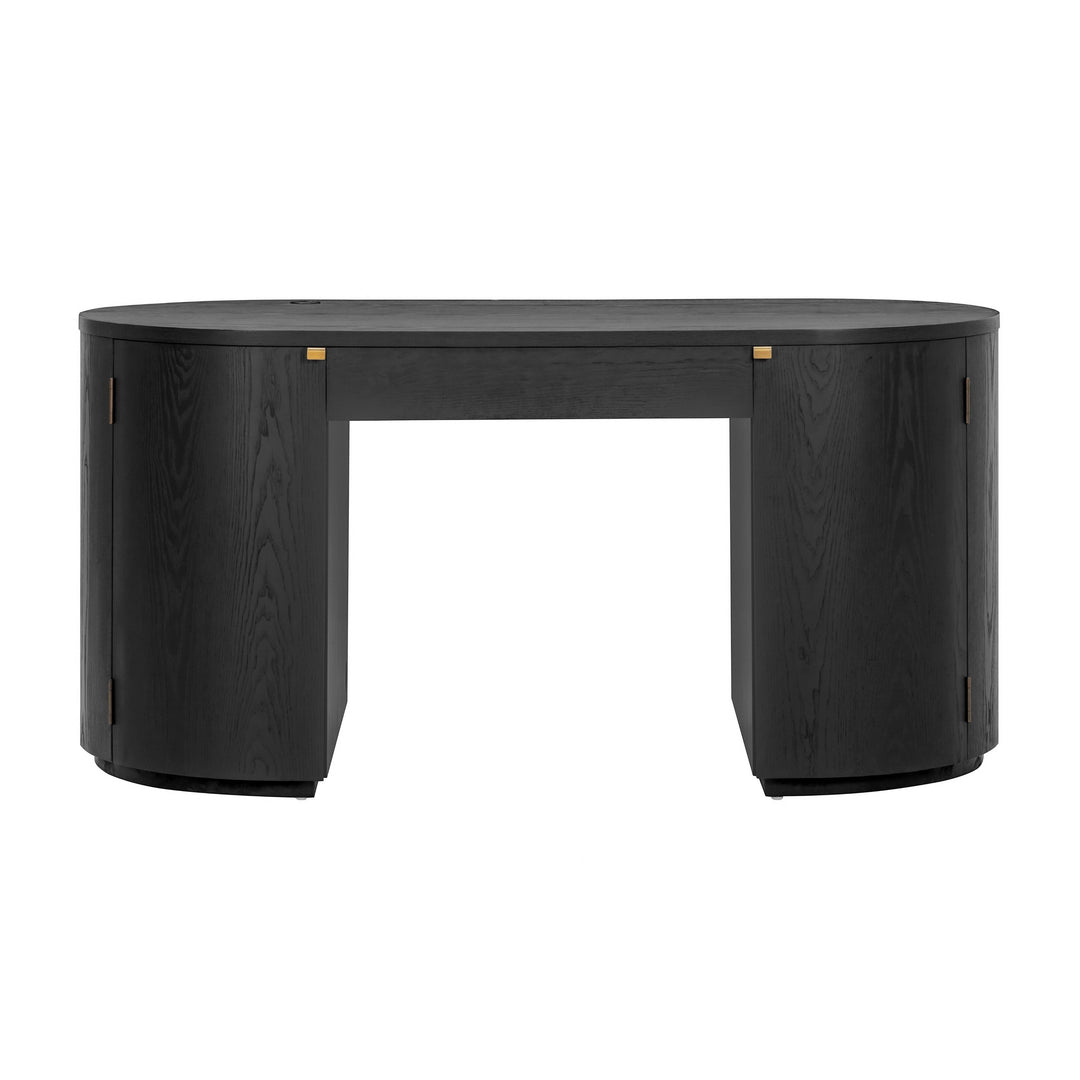 Marlow 64" Black Wood Executive Desk With Storage