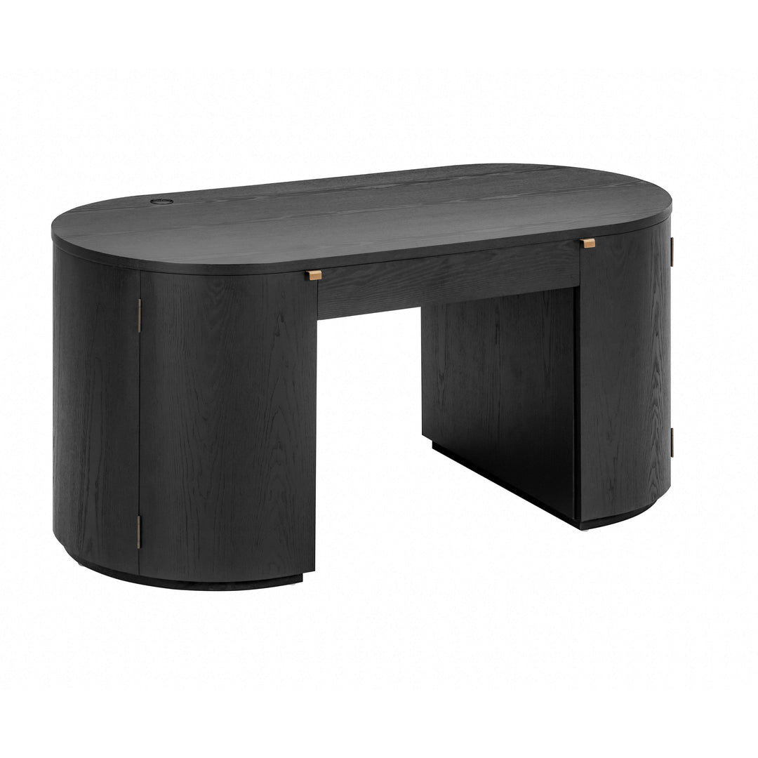Marlow 64" Black Wood Executive Desk With Storage