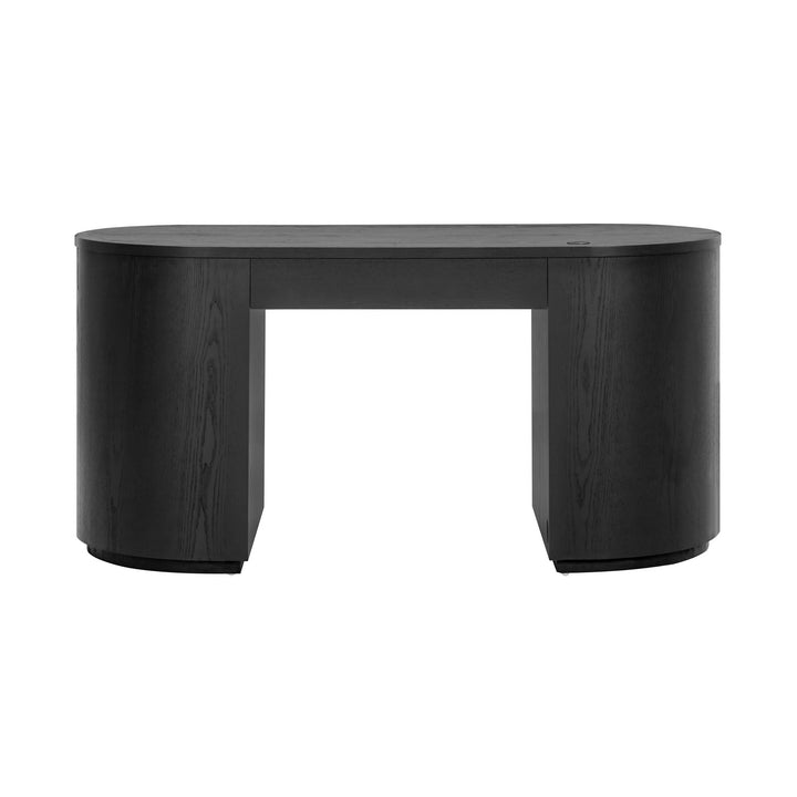 Marlow 64" Black Wood Executive Desk With Storage