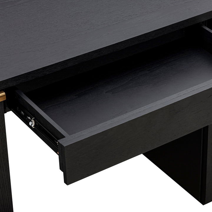 Marlow 64" Black Wood Executive Desk With Storage