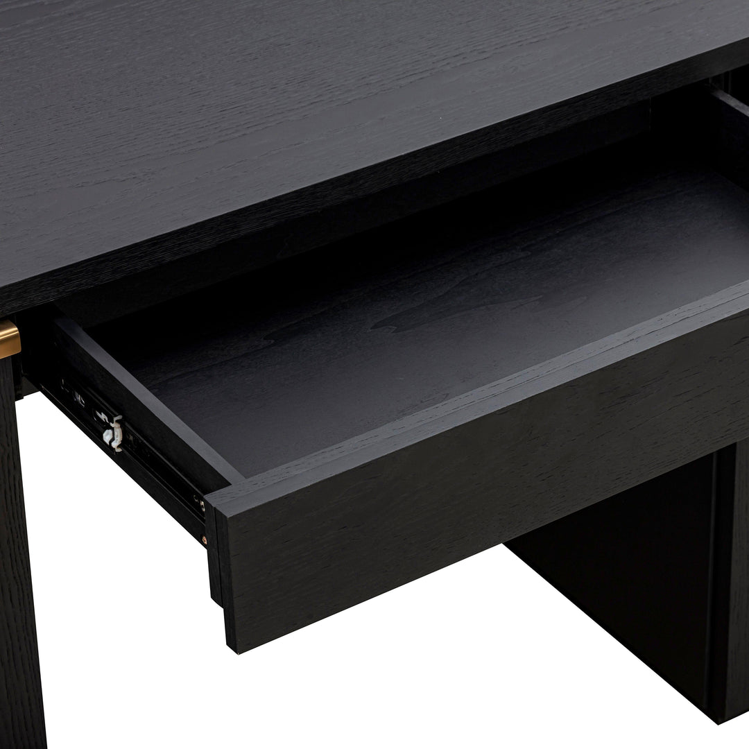 Marlow 64" Black Wood Executive Desk With Storage