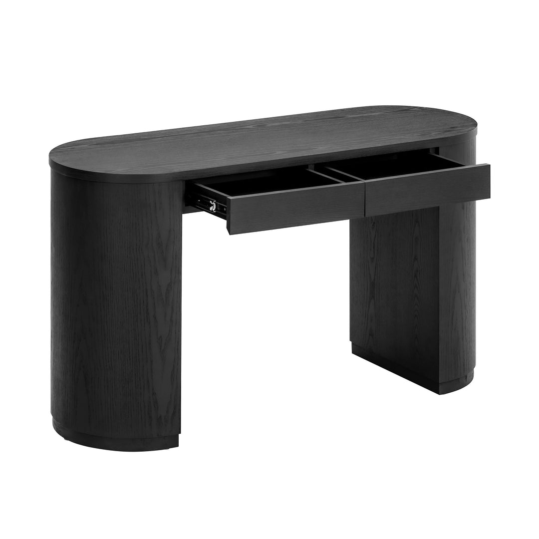 Marlow 52" Black Wood 2-Drawer Writing Desk