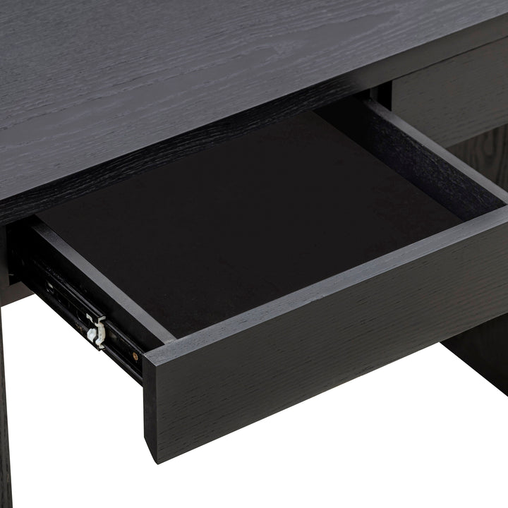 Marlow 52" Black Wood 2-Drawer Writing Desk