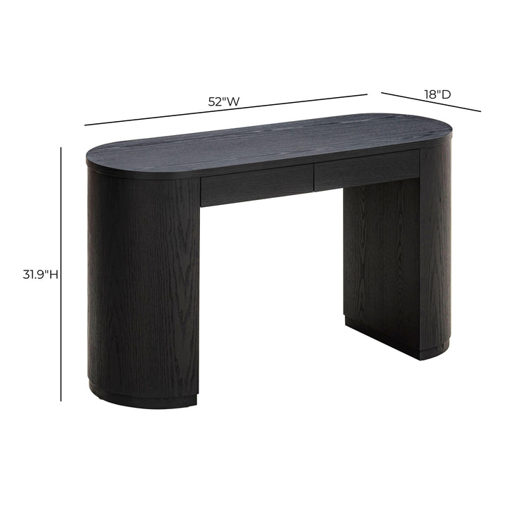 Marlow 52" Black Wood 2-Drawer Writing Desk