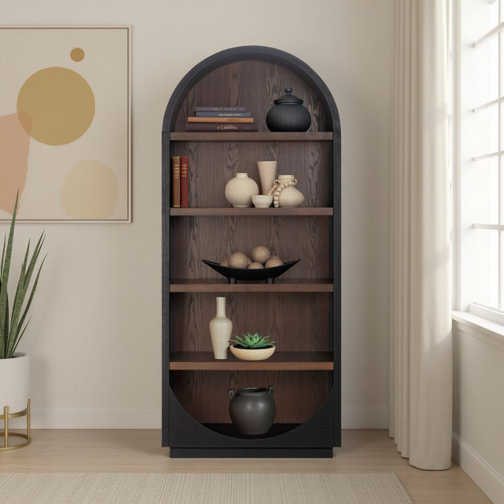 Marlow Black &amp;amp; Brown Two-Tone Wood Bookcase