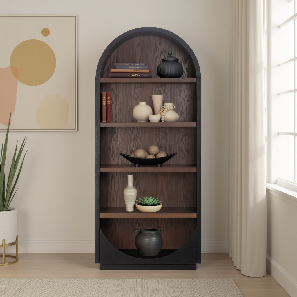 Marlow Black &amp; Brown Two-Tone Wood Bookcase