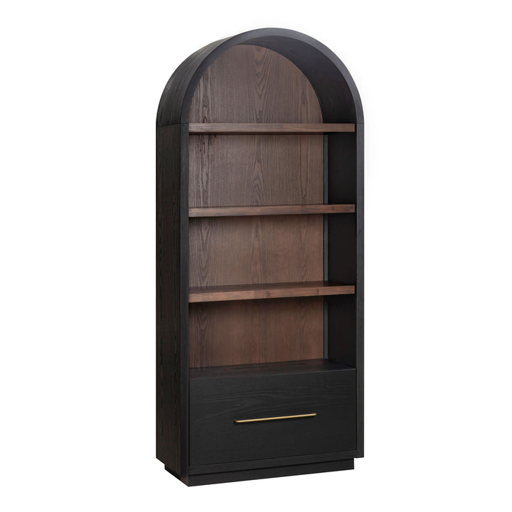 Marlow Black &amp;amp; Brown Two-Tone Wood Bookcase With File Drawer