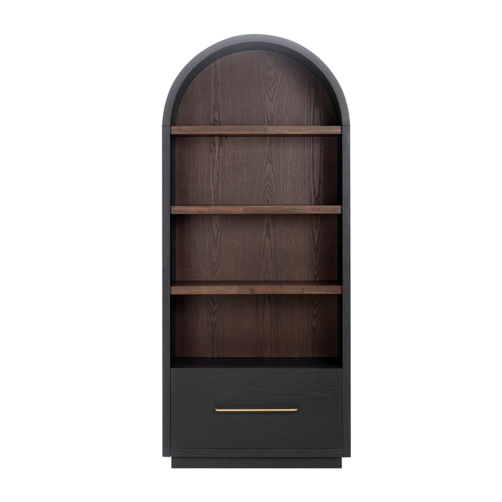 Marlow Black &amp;amp; Brown Two-Tone Wood Bookcase With File Drawer