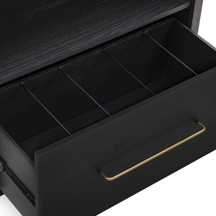 Marlow Black &amp;amp; Brown Two-Tone Wood Bookcase With File Drawer